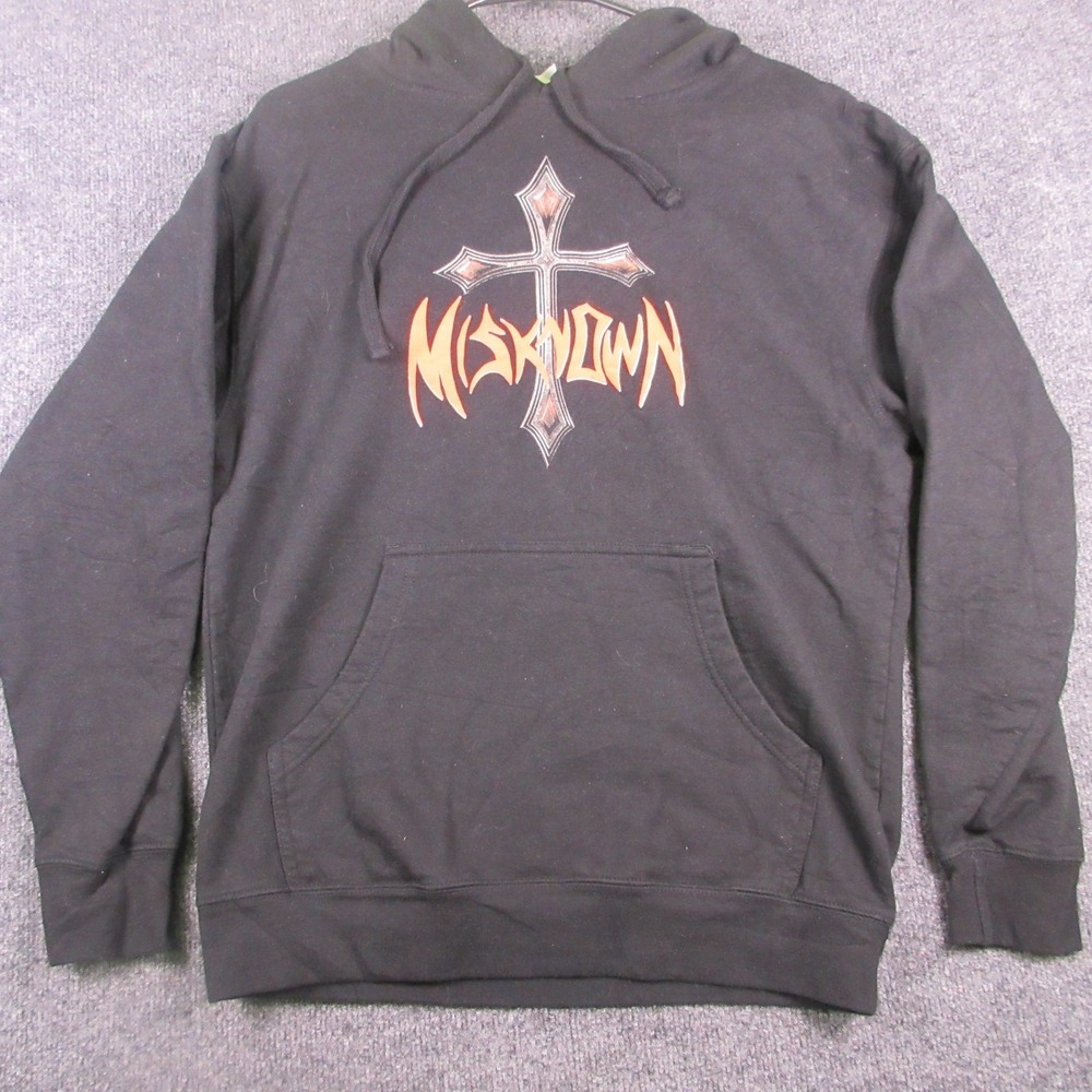 Y2K Independent Trading Company Hoodie Mens Medium Black Fleece Misknown Cross